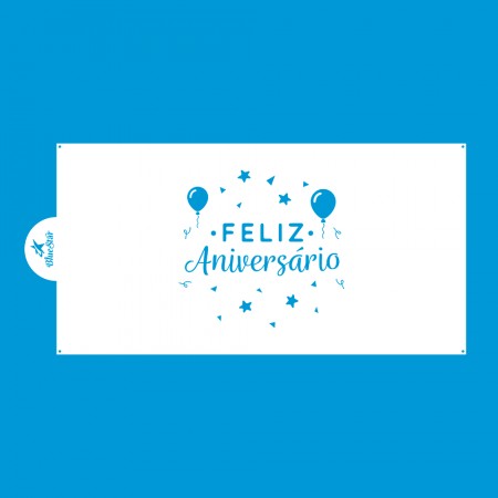 STENCIL FELIZ ANIVERSÁRIO - 1 UNI BLUESTAR