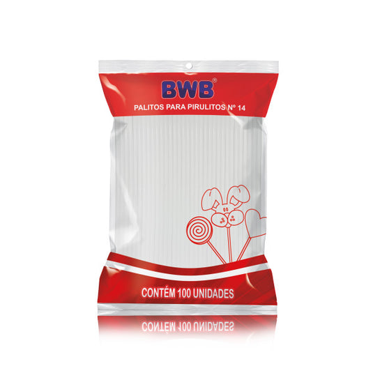 PALITOS PARA PIRULITO MEDIO - BRANCO PCT C/ 100 UND BWB