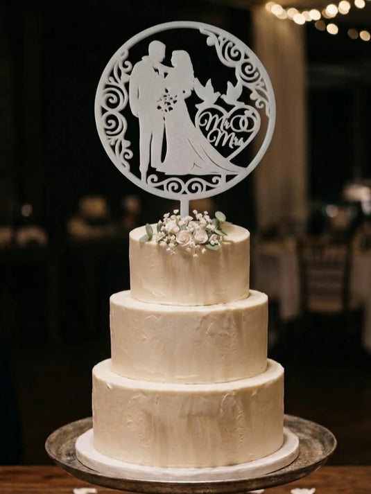 Topo de Bolo de Casamento Silhueta Elegante
