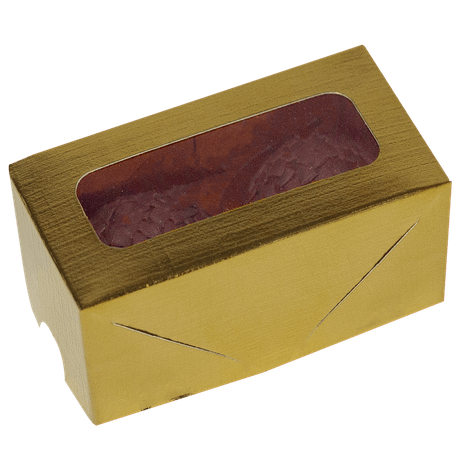 CAIXA PAPEL LAMINADA C/ VISOR (02 DOCES) OURO 5UNI