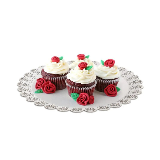 PRATO BRANCO P/BOLO RENDADO 31 CM - PACK 05 UNIDADES
