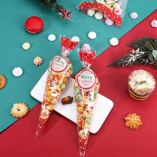 SAQUINHOS CONE PAI NATAL - PACK 10 UNIDADES