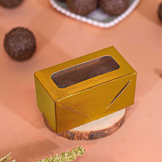 CAIXA PAPEL LAMINADA C/ VISOR (02 DOCES) OURO 5UNI