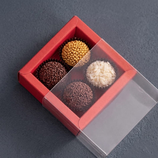CAIXA VERMELHA COM VISOR (04 DOCES) 5 UNI