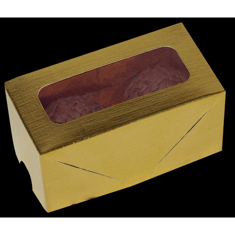 CAIXA PAPEL LAMINADA C/ VISOR (02 DOCES) OURO 5UNI